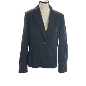 Banana Republic Blazer Black Striped One Button Classic Wool Womens Size 8